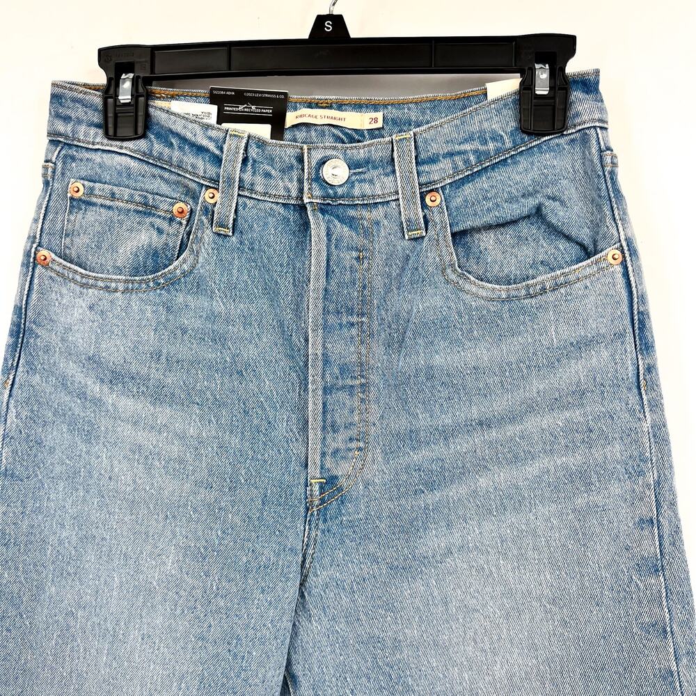 LEVI'S Womens Ribcage Straight Leg Jeans 28x32 Size 6 Light Wash 79078-0010 NWT - Picture 6 of 14